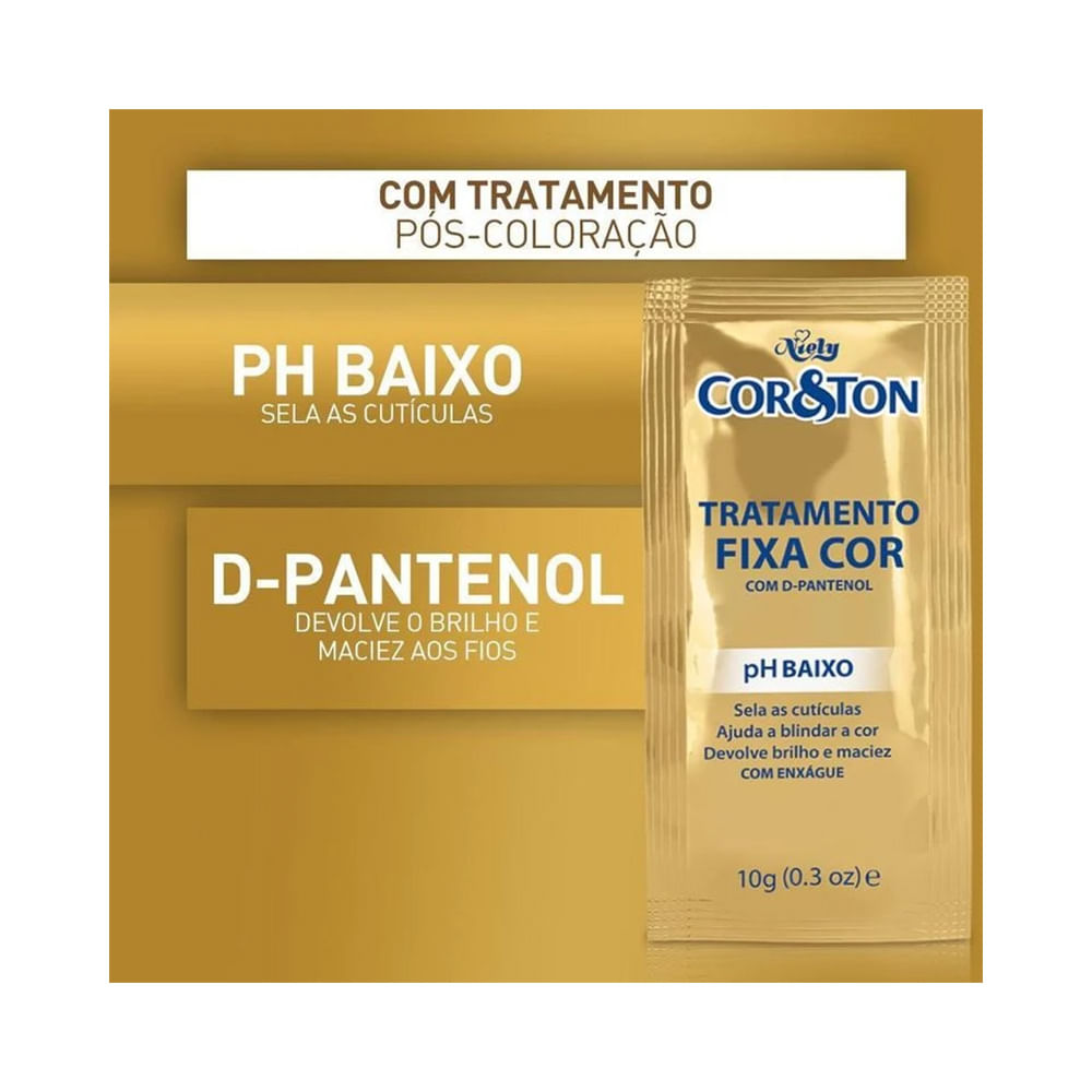 Tratamento pós-coloração Niely Cor&Ton com sachê fixador de cor